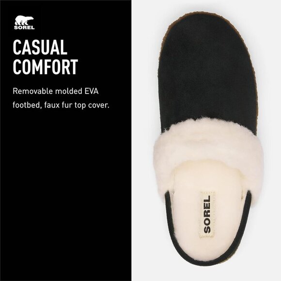 Women's Buckskin Indoor Slippers Cozy Faux Fur Rubber Sole Size 8 Black - Picture 4 of 6